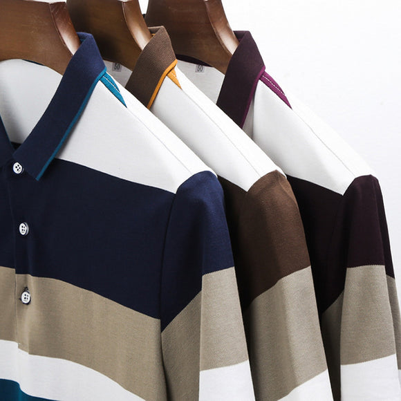 Camisa de Manga Larga con Cuello Italiano a Rayas