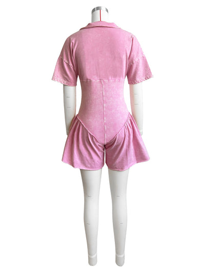 Jumpsuit Overol Holgado de Cuello Vuelto y Cintura Ajustable - Image 47
