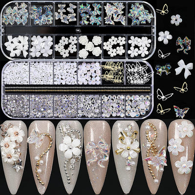 Decoraciones de Manicura con Flores de Resina y Diamantes de Cristal - Image 2