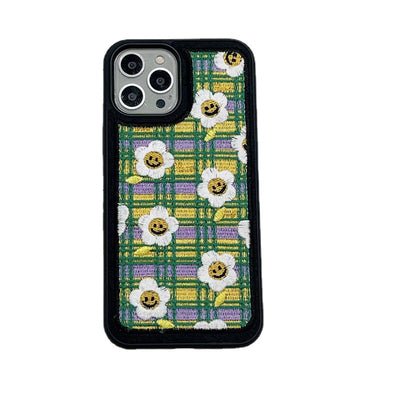 Funda para Celular Fieltro Bordada Cuadros Girasol - Image 8