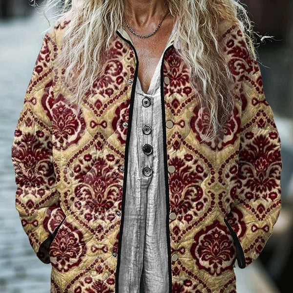 Chaqueta Acolchada de Algodón para Mujer con Estampado Floral Digital