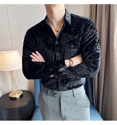Ropa Elegante en Terciopelo Dorado para Hombre Talla Grande - Image 13