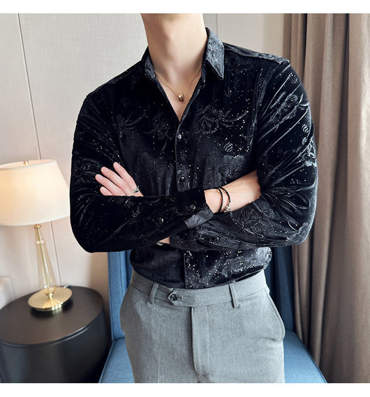 Ropa Elegante en Terciopelo Dorado para Hombre Talla Grande - Image 13