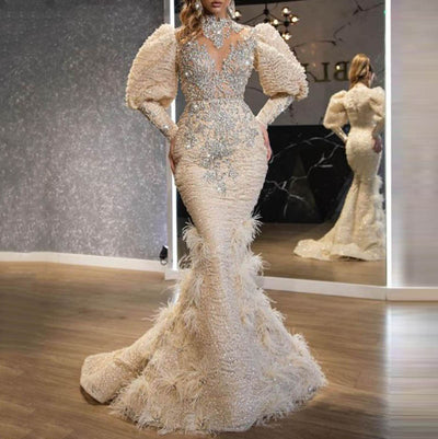 Vestido de Noche Largo con Lentejuelas y Malla para Cadera - Image 8