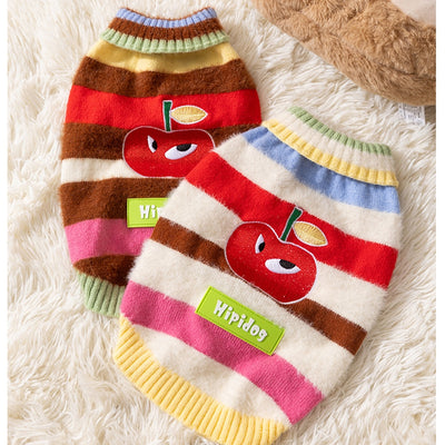 Suéter Cálido para Perro Mediano - Diseño Arcoíris con Rayas de Manzana para Otoño e Invierno - Image 17