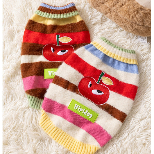 Suéter Cálido para Perro Mediano - Diseño Arcoíris con Rayas de Manzana para Otoño e Invierno - Image 17