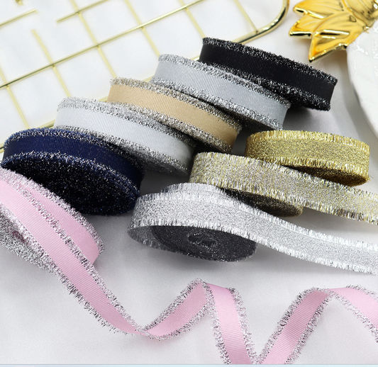 Cinta Decorativa para Regalos Bodas Oro y Plata con Flecos y Moño - Image 2