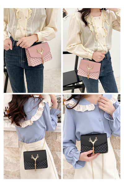 Bolso Crossbody Cuadrado Pequeño con Cadena y Detalle de Borla - Diseño Bicolor Elegante - Image 20