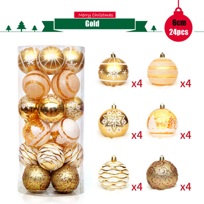 Set de 24 Bolas Navideñas Transparentes 6cm - Diseños Pintados a Mano - Image 3