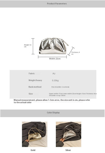 Bolso de Hombro Plateado con Textura Avanzada Estilo Dumpling - Image 8