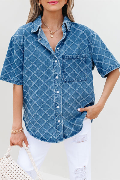 Camisa de Mezclilla con Estampado Cuadros para Mujer - Image 15