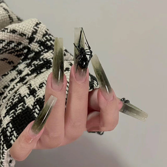 Anillo de Jade Verde Oscuro Estilo Nacional con Efecto Frío