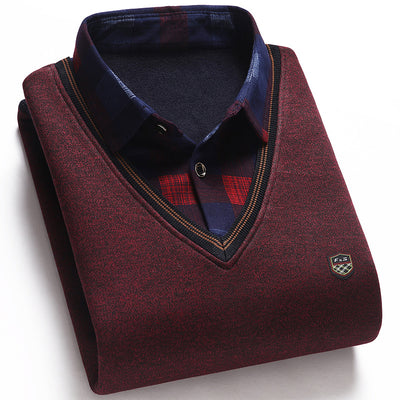Suéter para Hombre con Cuello Falso de Dos Piezas - Image 11