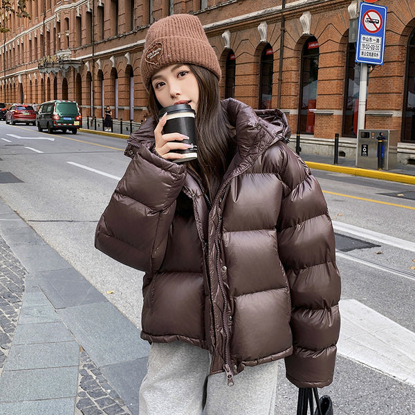 Chaqueta Puffer Corta Marrón Maillard para Mujer