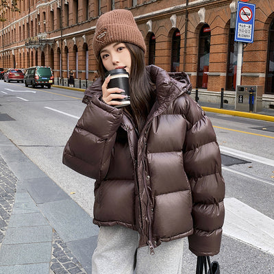 Chaqueta Puffer Corta Marrón Maillard para Mujer