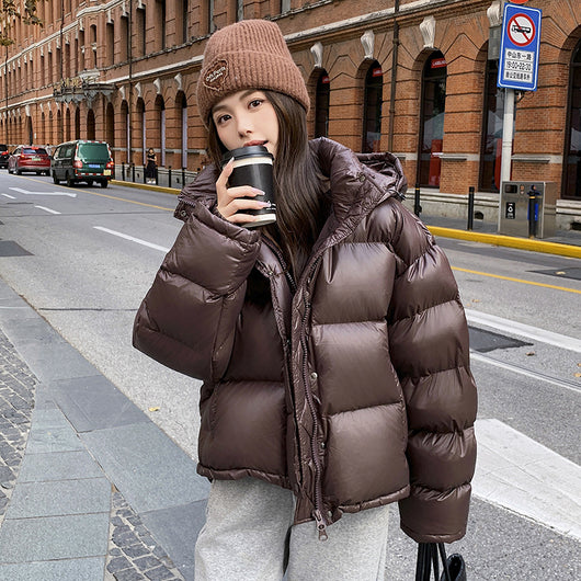 Chaqueta Puffer Corta Marrón Maillard para Mujer