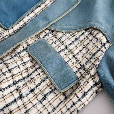 Chaqueta Denim Estilo Debutante Retro con Empalmes - Image 4