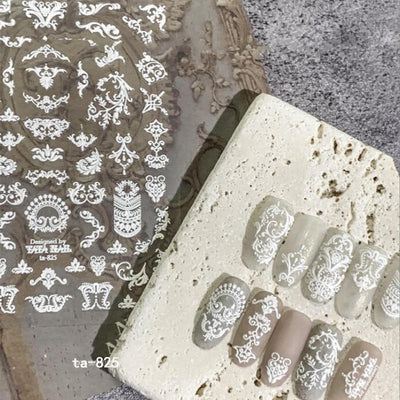 Calcomanías de Encaje en Relieve para Uñas Negro y Blanco - Image 11