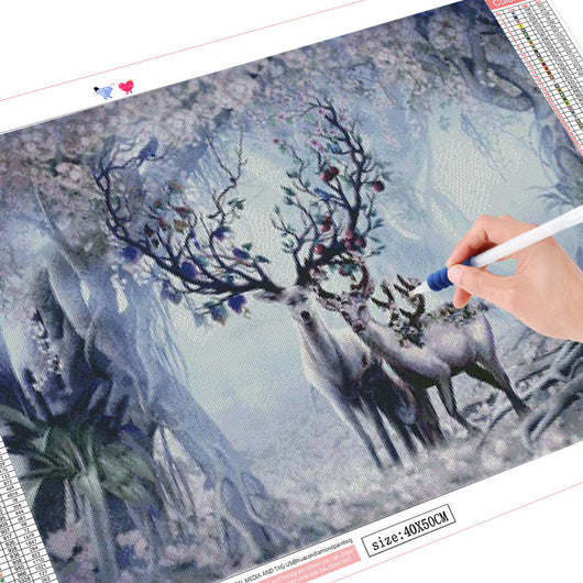 Cuadro de Diamantes Animales Bosque - Pintura Mosaico Venado Cuadrado y Redondo - Image 6