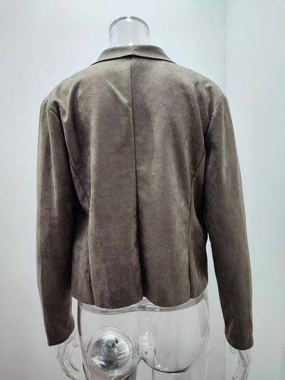 Chaqueta Casual de Terciopelo Gamuza Sintética con Solapa Temperamento - Image 20
