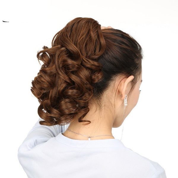 Peluca Coleta Rizada con Pinza - Extensión de Cabello Corto Estilo Pera