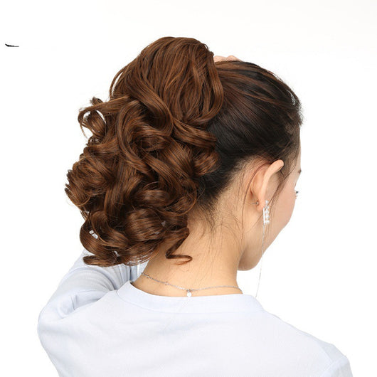 Peluca Coleta Rizada con Pinza - Extensión de Cabello Corto Estilo Pera