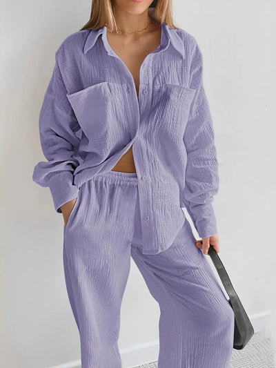 Conjunto de Blusa Suelta y Pantalón Recto de Cintura Alta - Image 9