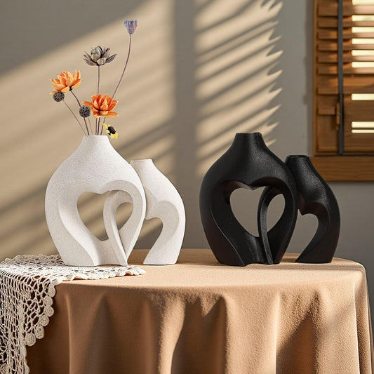 Juego de Jarrones Geométricos Modernos con Diseño Floral