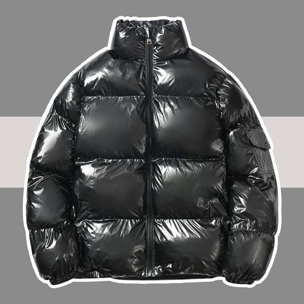 Chaqueta de Algodón con Cuello Alto Brillante para Hombre