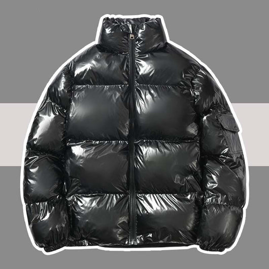 Chaqueta de Algodón con Cuello Alto Brillante para Hombre