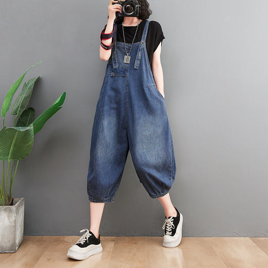 Overol Denim para Mujer Estilo Retro Suelto con Rayas - Image 7