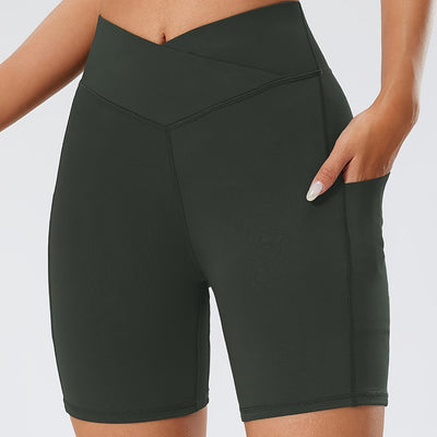 Shorts Yoga Cintura Alta con Bolsillo y Cruce en Cintura - Image 24