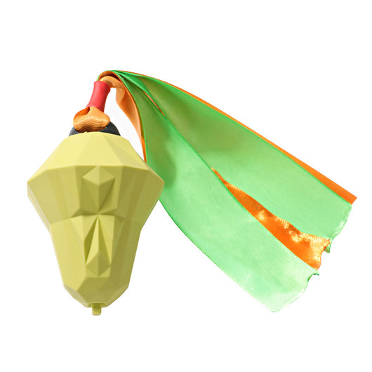 Lime green bell-shaped dog toy with a faceted, geometric surface for teeth cleaning. - Image 7
