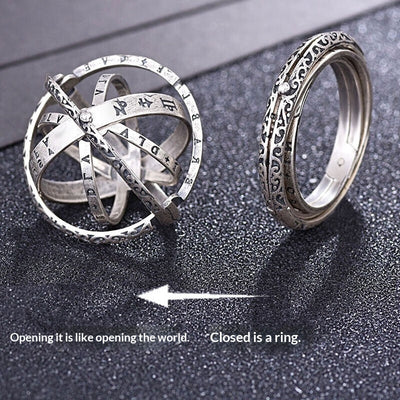 Anillo Astronómico Transformable para Hombre - Diseño Globo Celeste