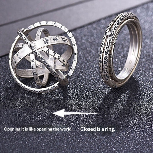 Anillo Astronómico Transformable para Hombre - Diseño Globo Celeste