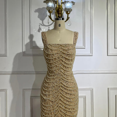 Vestido Sling de Lujo con Perlas - Elegancia Nude Premium - Image 5