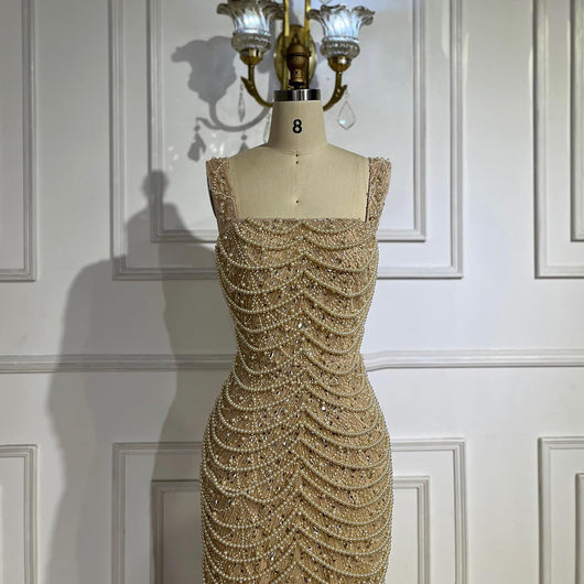 Vestido Sling de Lujo con Perlas - Elegancia Nude Premium - Image 5