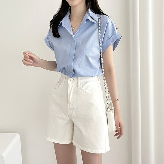 Blusa Casual con Cuello Solapa y Diseño de Gancho Oculto - Image 8