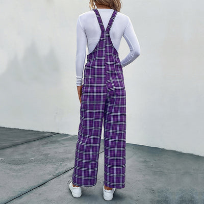 Jumpsuit Casual de Cuadros con Tirantes Finos para Mujer - Image 3