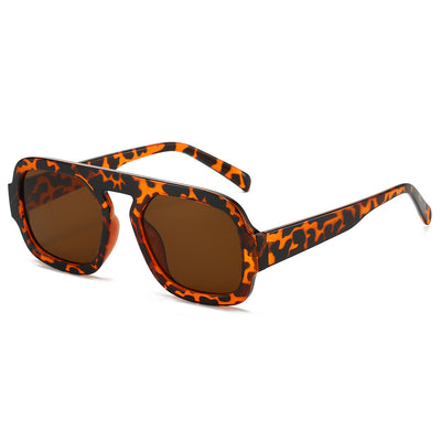 Men's and women's pilot sunglasses with a black plastic frame and vibrant orange-yellow lenses. - Image 4