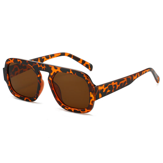 Men's and women's pilot sunglasses with a black plastic frame and vibrant orange-yellow lenses. - Image 4