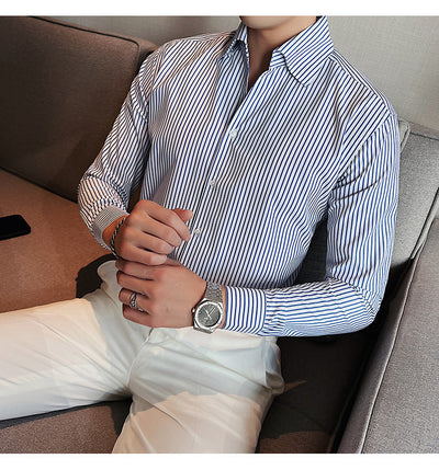 Camisa de Vestir Hombre Talla Grande a Rayas sin Planchado - Image 22