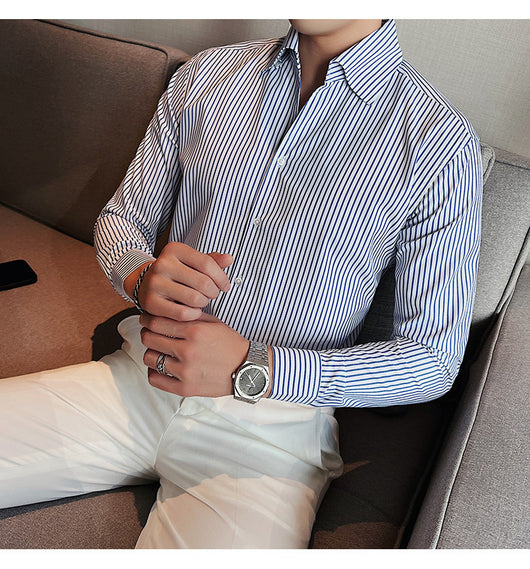 Camisa de Vestir Hombre Talla Grande a Rayas sin Planchado - Image 22