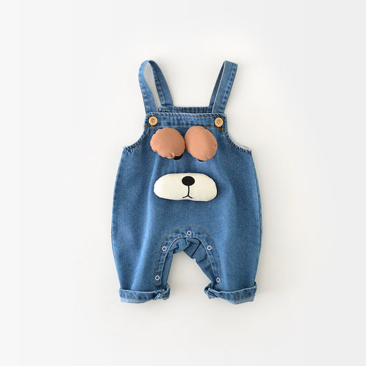 Overol Denim Infantil Estilo Vaquero con Diseño Perrito Cartoon - Image 3