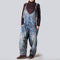 Pantalón Vaquero Ancho Desgastado con Estampado y Ajuste Regulable