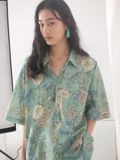 Camisa de Seda Floral Fresca para Hombre - Manga Corta Verano - Image 11