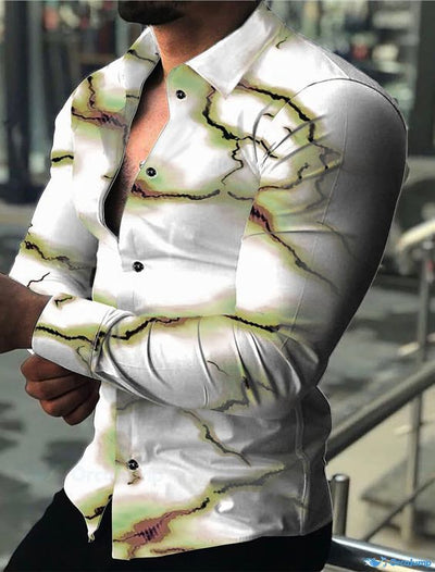 Camisa Casual de Manga Larga con Impresión Digital 3D para Hombre - Image 31