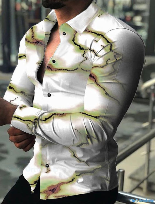 Camisa Casual de Manga Larga con Impresión Digital 3D para Hombre - Image 31
