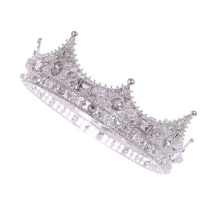 Diadema Corona de Perlas y Cristales Brillantes para Mujer - Image 3