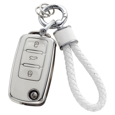 Funda Protectora para Llaves de Auto con Diseño Plateado y Llavero Elegante - Image 9